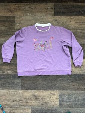 Vintage 90’s Adrian Delafield Women's Purple Butterfly Sweater Size Large